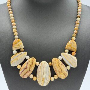 Jay King Multicolor Java Lace Agate Gemstone Beaded Bib Necklace 18"